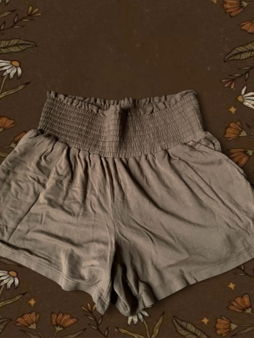 Kate Quinn Brown Smocked Waist Women’s Shorts